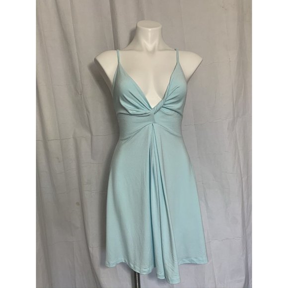 ASOS Fit Flare Dress Light Blue Size 6 Backless‎ Straps Summer Beach Knee Length - Picture 8 of 12